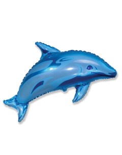 Шар фольгированный 37 Дельфин цвет голубой Flexmetal