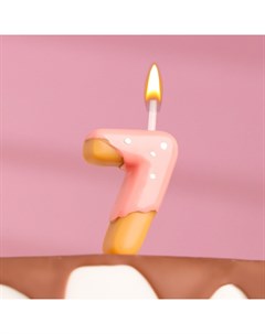 Свеча в торт Клубничная глазурь цифра 7 розовая Nobrand