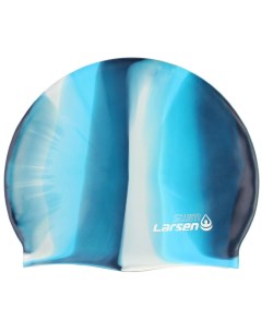 Шапочка плавательная SC силикон синий белый Larsen