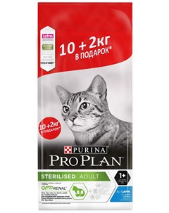 Сухой корм для взрослых кошек Sterilised OptiRenal кролик 12 кг Pro plan