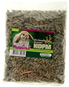 Сухой корм для декоративных кроликов гранулированный 500 г Мышильд