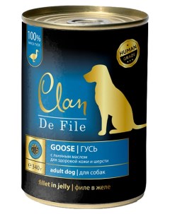 Консервы для собак De File Гусь в желе с экстрактом юкки и льняное масло 340 г Clan