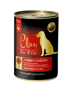 Консервы для собак De File индейка в желе с экстрактом Юкки и рыбьим жиром 340 г Clan