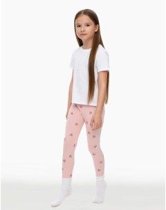 Розовые легинсы с принтом для девочки Gloria jeans
