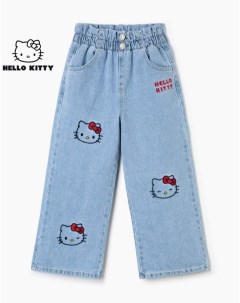 Джинсы Long leg Paperbag с вышивкой Hello Kitty для девочки Gloria jeans