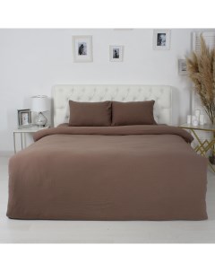 Комплект постельного белья евро полисатин коричневый Без бренда