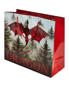 Пакет подарочный Дракон 40x35 см цвет красный Без бренда