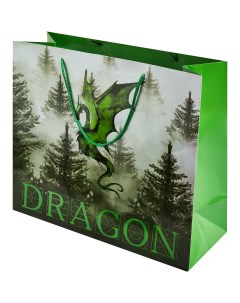 Пакет подарочный Дракон 40x35 см цвет зеленый Без бренда