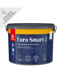 Краска для стен и потолков Euro Smart 2 матовая цвет белый база А 9 л Tikkurila