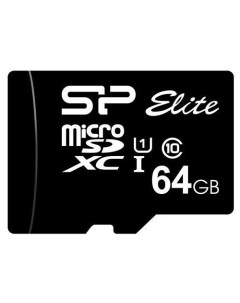 Карта памяти microSDXC UHS I U1 Elite 64 ГБ 100 МБ с Class 10 SP064GBSTXBV1V20 1 шт без адаптера Silicon power