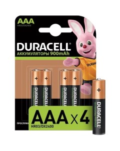 AAA Аккумуляторная батарейка Rechargeable HR03 4BL 4 шт 900мAч Duracell
