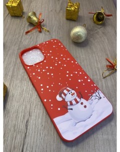Чехол Apple Iphone 13 Снеговик красный China