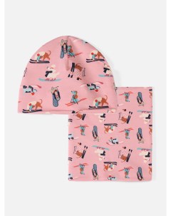 Комплект шапка и шарф труба для девочек розовый 001 размер 128 146 1099613001 H&m