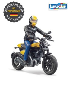 Мотоцикл Scrambler Ducati с мотоциклистом 1 16 желтый черный 63 053 Bruder