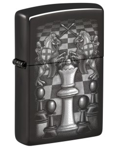 Зажигалка кремниевая Chess Design с покрытием High Polish Black черная 48762 Zippo
