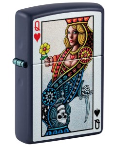 Зажигалка кремниевая Queen Design с покрытием Navy Matte синяя 48723 Zippo