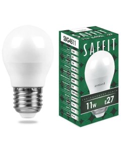 Лампа светодиодная LED 11вт Е27 дневной матовый шар SBG4511 код 55141 1шт Saffit