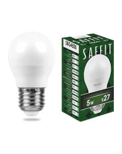 Лампа светодиодная LED 5вт Е27 белый матовый шар SBG4505 код 55026 1шт Saffit
