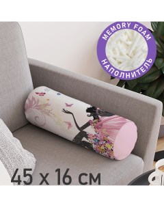 Декоративная подушка валик Фея в цветочном платье на молнии 45см диаметр 16см Joyarty