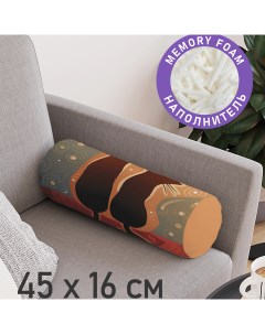 Декоративная подушка валик Мечтающие коты на молнии 45 см диаметр 16 см Joyarty