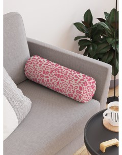 Декоративная подушка валик Розовый леопард на молнии 45 см диаметр 16 см Joyarty