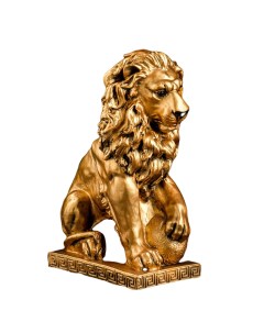 Фигура Лев сидя с шаром бронза 29х18х45см Хорошие сувениры