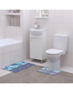 Набор ковриков для ванной и туалета Геометрия цветов 2 шт 40x45 45x75 см Доляна