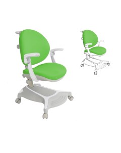 Растущее детское кресло с подлокотниками Adonis Grey с зеленым чехлом Cubby