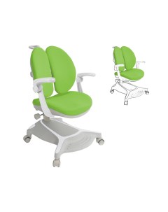 Растущее детское кресло с подлокотниками Bunias Grey с зеленым чехлом Cubby