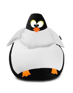 Кресло мешок Пингвин XXXL черный белый Pufon