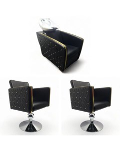 Парикмахерское кресло Голдиум 2 кресла 1 мойка глубокая черная раковина Мебель бьюти