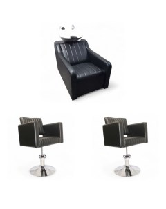 Парикмахерское кресло Фьюжн 2 кресла 1 мойка глубокая черная раковина Мебель бьюти