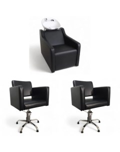 Парикмахерское кресло Кубик 2 кресла 1 мойка глубокая черная раковина Мебель бьюти