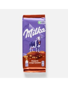Шоколад Peanut Crispy Caramel молочный рисовыt шарики и кукурузныt хлопья 90 г Milka