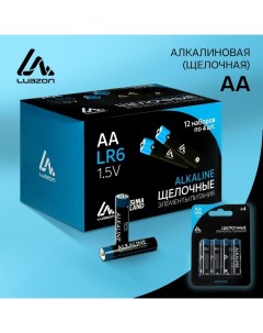Батарейка алкалиновая щелочная LuazON АА LR6 блистер 4 шт Luazon home