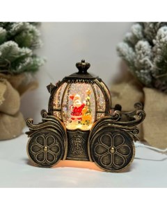 Новогодний сувенир YJ 2260 15023 Карета с Дедом Морозом у ёлки и оленем Merry christmas