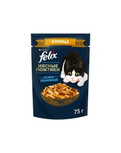 Влажный корм для кошек Мясные ломтики с курицей 12 шт по 75 г Felix