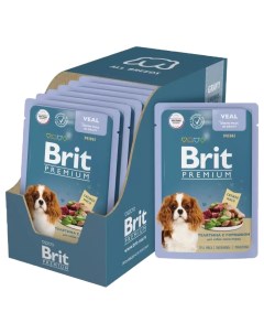 Влажный корм для миниатюрных собак Premium телятина и горох в соусе 14 шт по 85 г Brit*