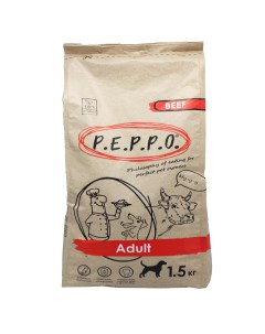 Сухой корм для собак Adult говядина 1 5 кг Peppo