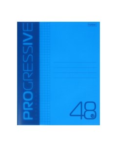 Тетрадь 48 листов в клетку PROGRESSIVE Синяя пластиковая обложка блок 65 г м2 Hatber