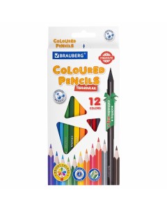 Карандаши цветные пластиковые PREMIUM 12 цветов 1 чернографитный карандаш Brauberg