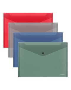 Папка конверт Erich Krause Glossy Classic на кнопке пластиковая А4 цвета в ассортименте Erich krause