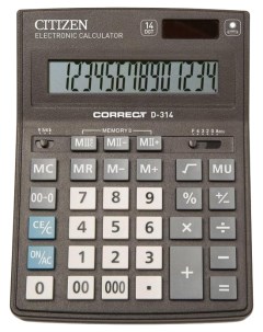 Калькулятор Correct D 314 Черный Citizen