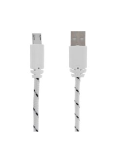 Кабель Micro USB USB 1 А 0 9 м нейлон белый Luazon
