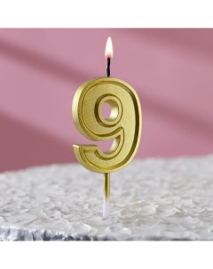 Свеча в торт цифра 9 золото Nobrand