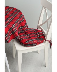 Подушка на стул на завязках Tartan red round Coincasa