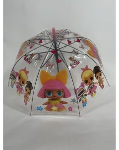 Зонт полуавтомат детский Лол светло розовый с сердечками и звездами Rainproof