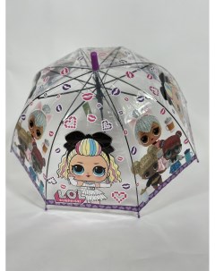 Зонт полуавтомат детский Лол фиолетовая окантовка с сердечками Rainproof