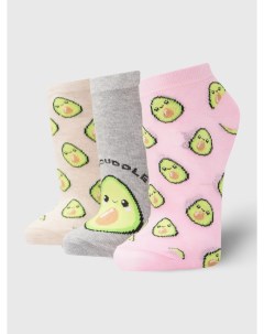 Набор коротких носков с принтом авокадо 3 пары Твое