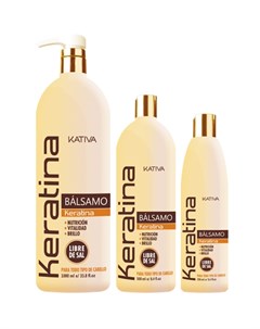 Укрепляющий бальзам кондиционер с кератином для всех типов волос 500 мл Kativa (перу)